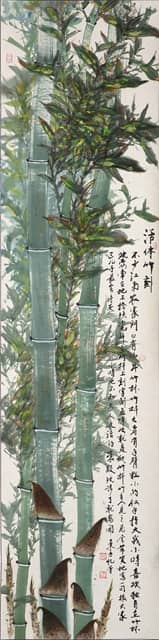 活体竹刻图轴