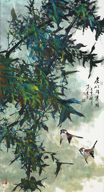 雀竹图轴